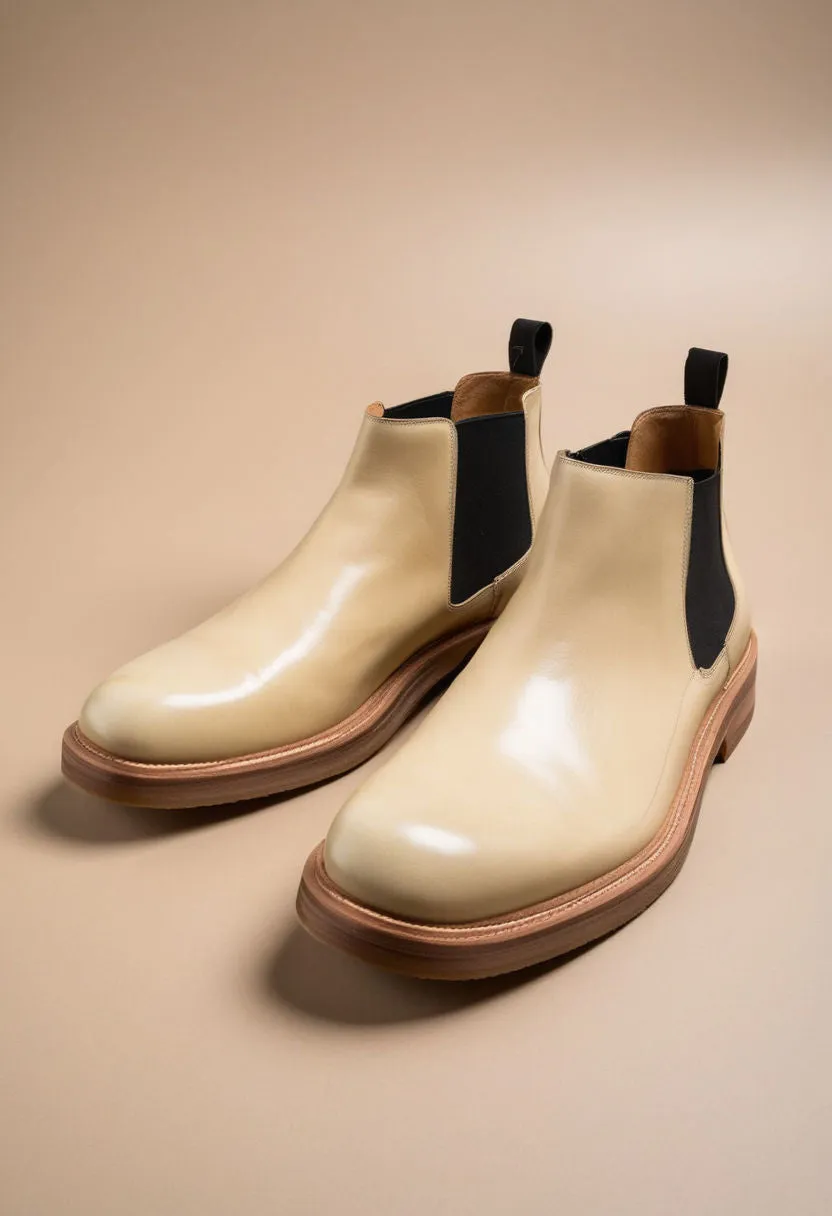 Cream Leather Grayson Chelsea Boot sold by Costoso Italiano