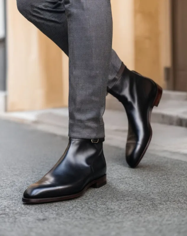Black Leather Amarante Slip On Jodhpur Boots sold by Costoso Italiano