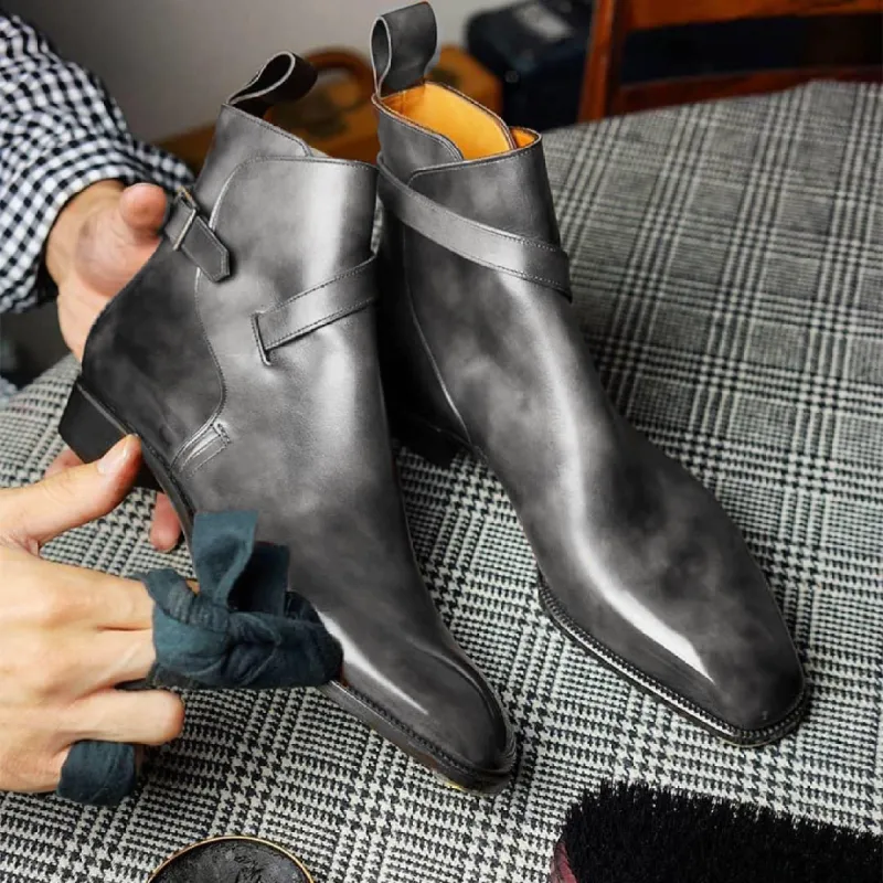 Grey Leather Alvor Slip On Jodhpur Boots sold by Costoso Italiano