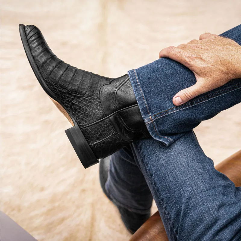 Black Leather Remington Slip On Zipper Western Cowboy Boots sold by Costoso Italiano