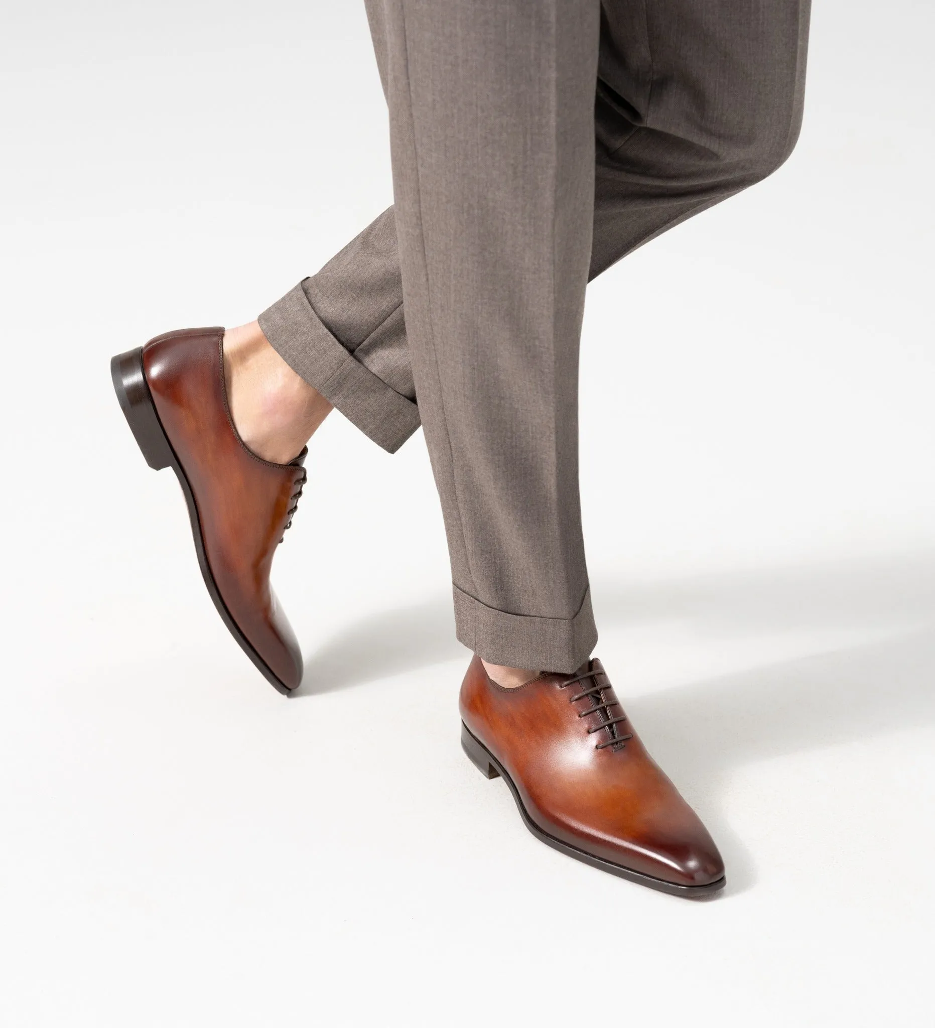 Tan Leather Lucius Lace Up Whole Cut Oxfords - SS23 sold by Costoso Italiano