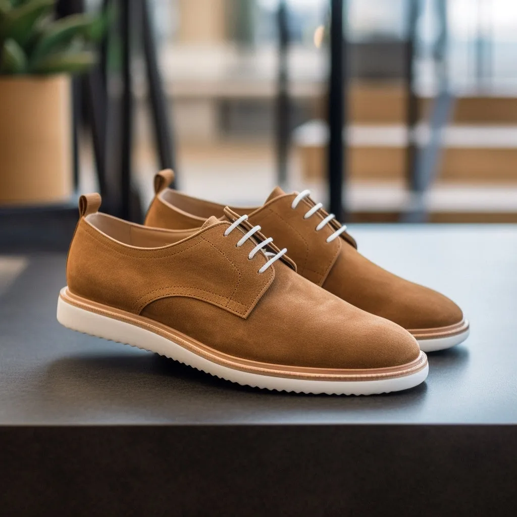 Tan Suede Madeira Lace Up Derby Shoes - AW24 sold by Costoso Italiano