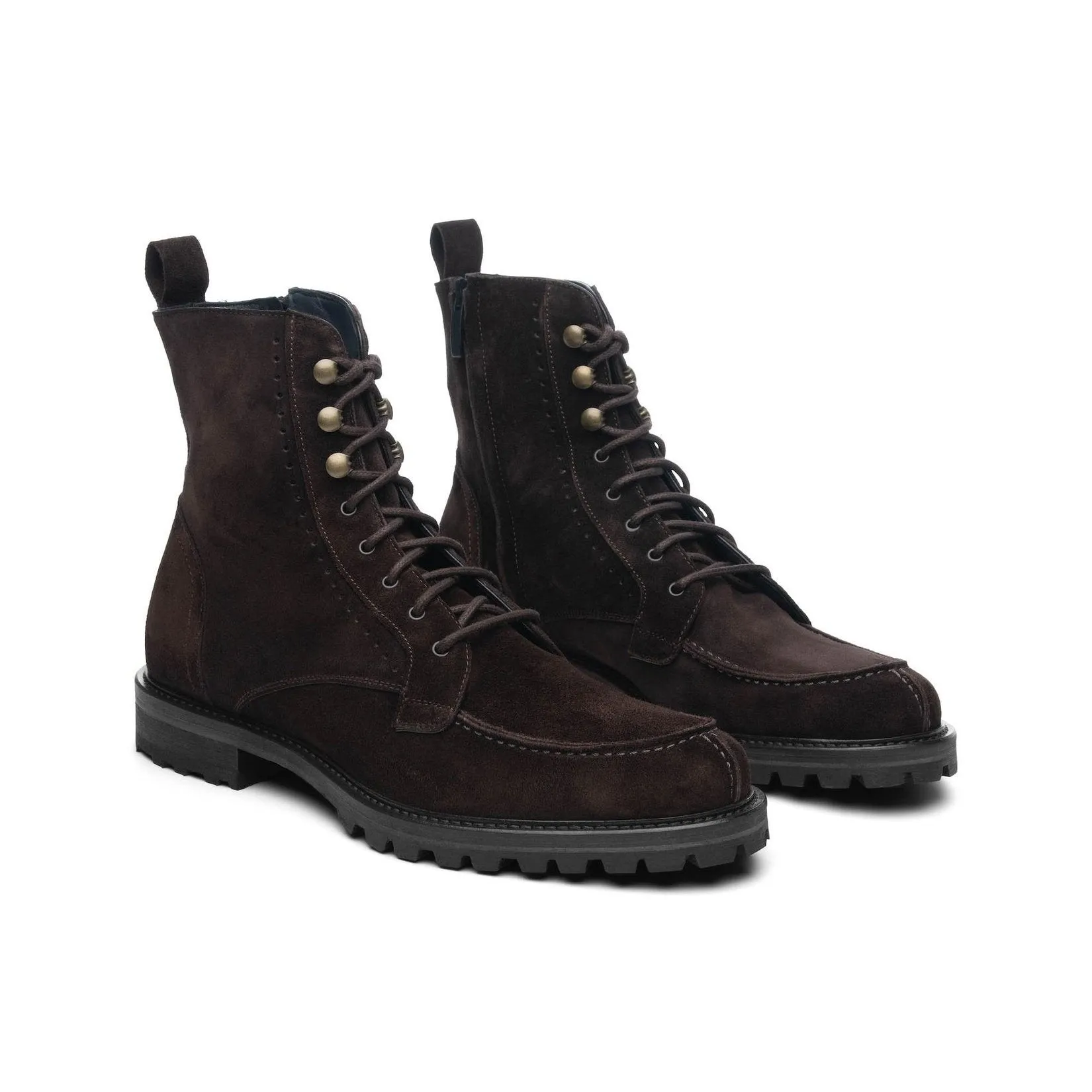 Height Increasing Brown Suede Preston Lace Up Hiking Combat Boots for Men - AW24 sold by Costoso Italiano product image thumbnail 2