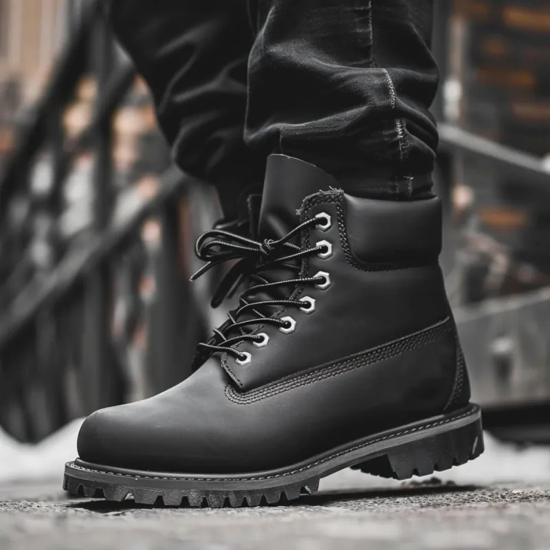 Luxury Edition - Artisian Made Black Italian Leather Alba Ankle Rugged Lace Up Combat Hiking Boots with Chunky Track Sole sold by Costoso Italiano