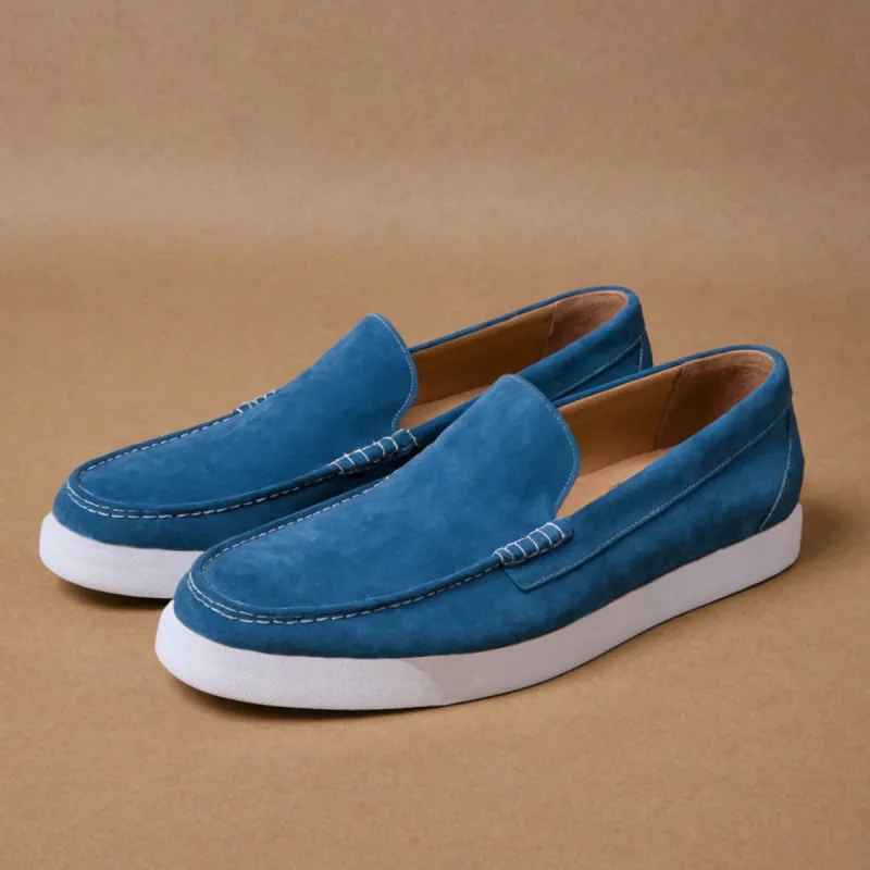 Blue Suede Leather Anthea Slip On Sneakers sold by Costoso Italiano