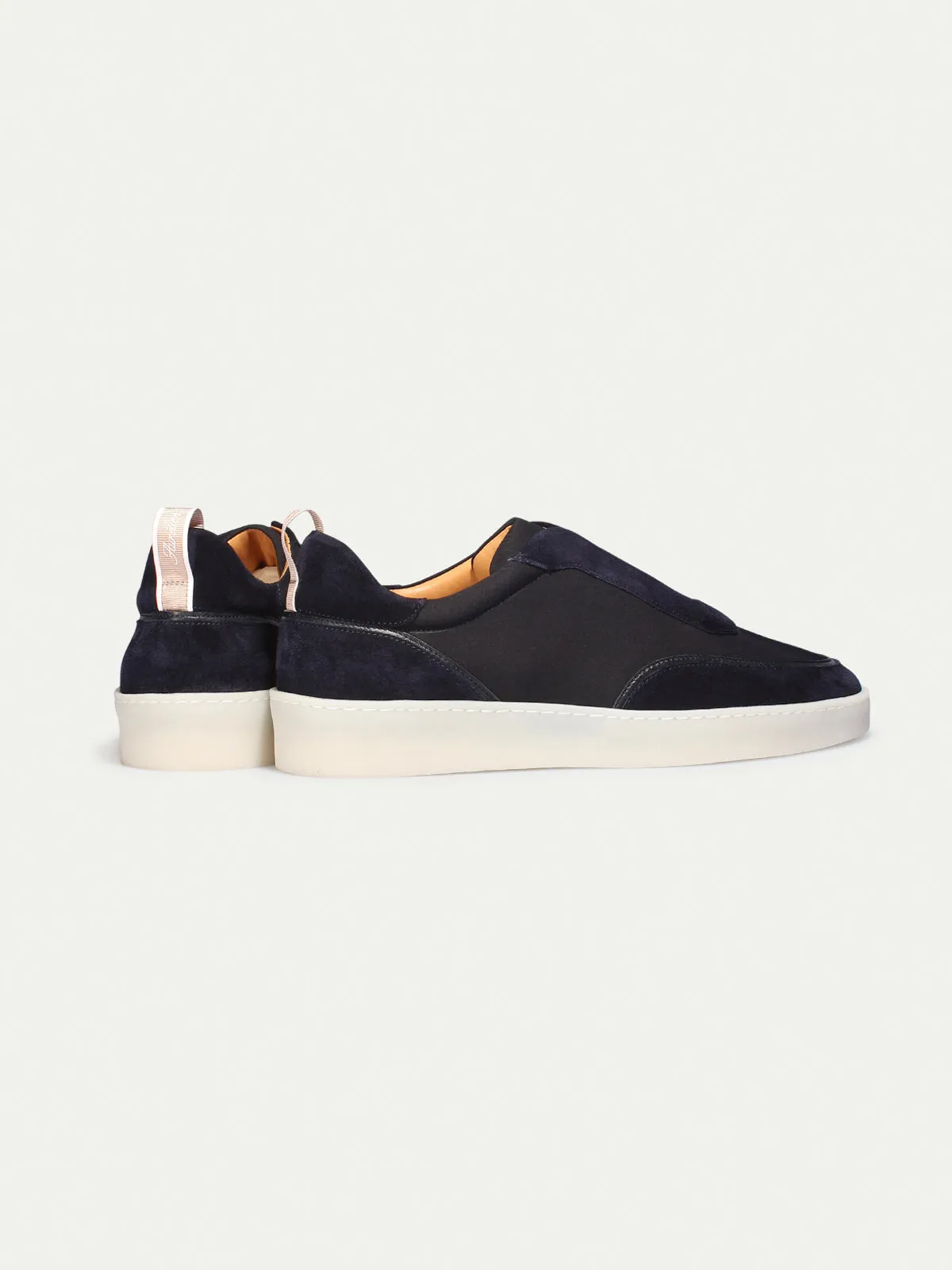 Navy Blue Leather and Suede Astrid Lace Up Sneakers - AW24 sold by Costoso Italiano product image thumbnail 3