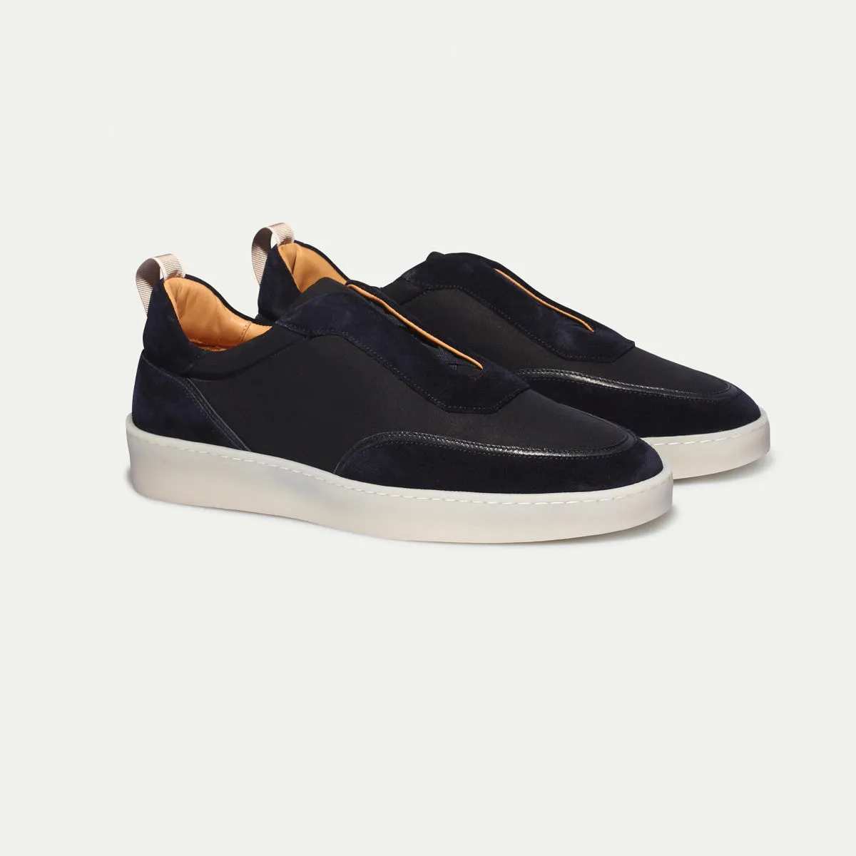 Navy Blue Leather and Suede Astrid Lace Up Sneakers - AW24 sold by Costoso Italiano