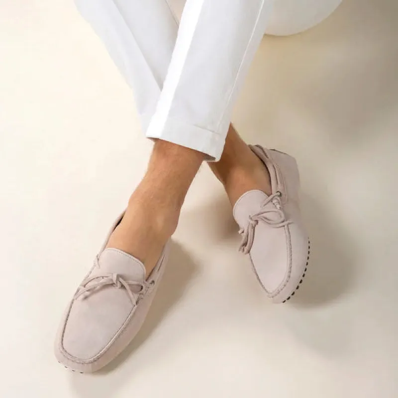 Light Beige Suede Ophelia Driving Loafers - AW24 sold by Costoso Italiano