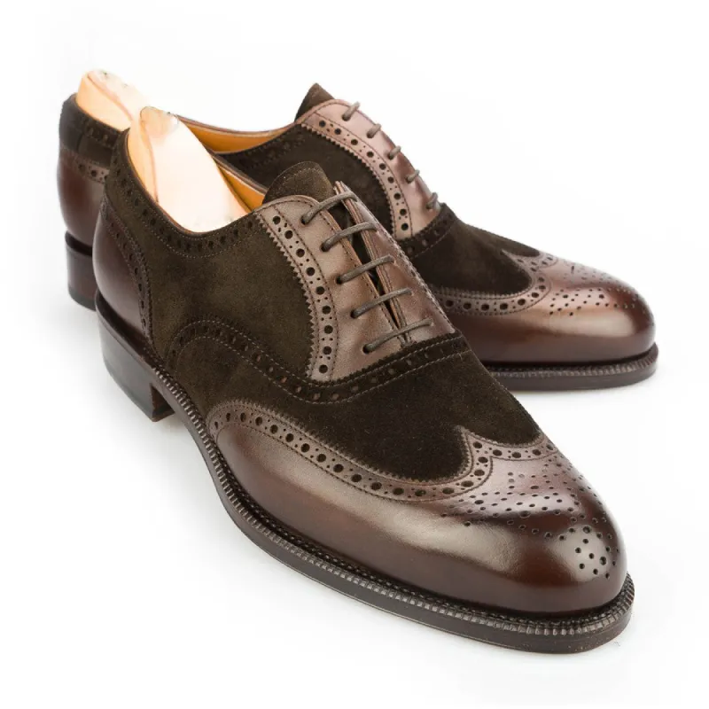 Height Increasing Brown Suede & Leather Romford Brogue Oxfords sold by Costoso Italiano