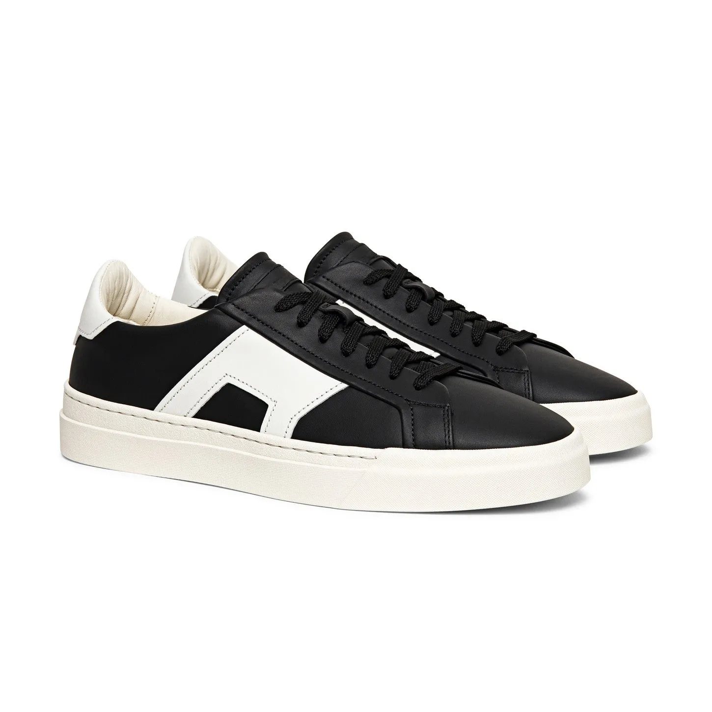 Black and White Leather Amelie Lace Up Sneakers - Summer 2024 Collection sold by Costoso Italiano