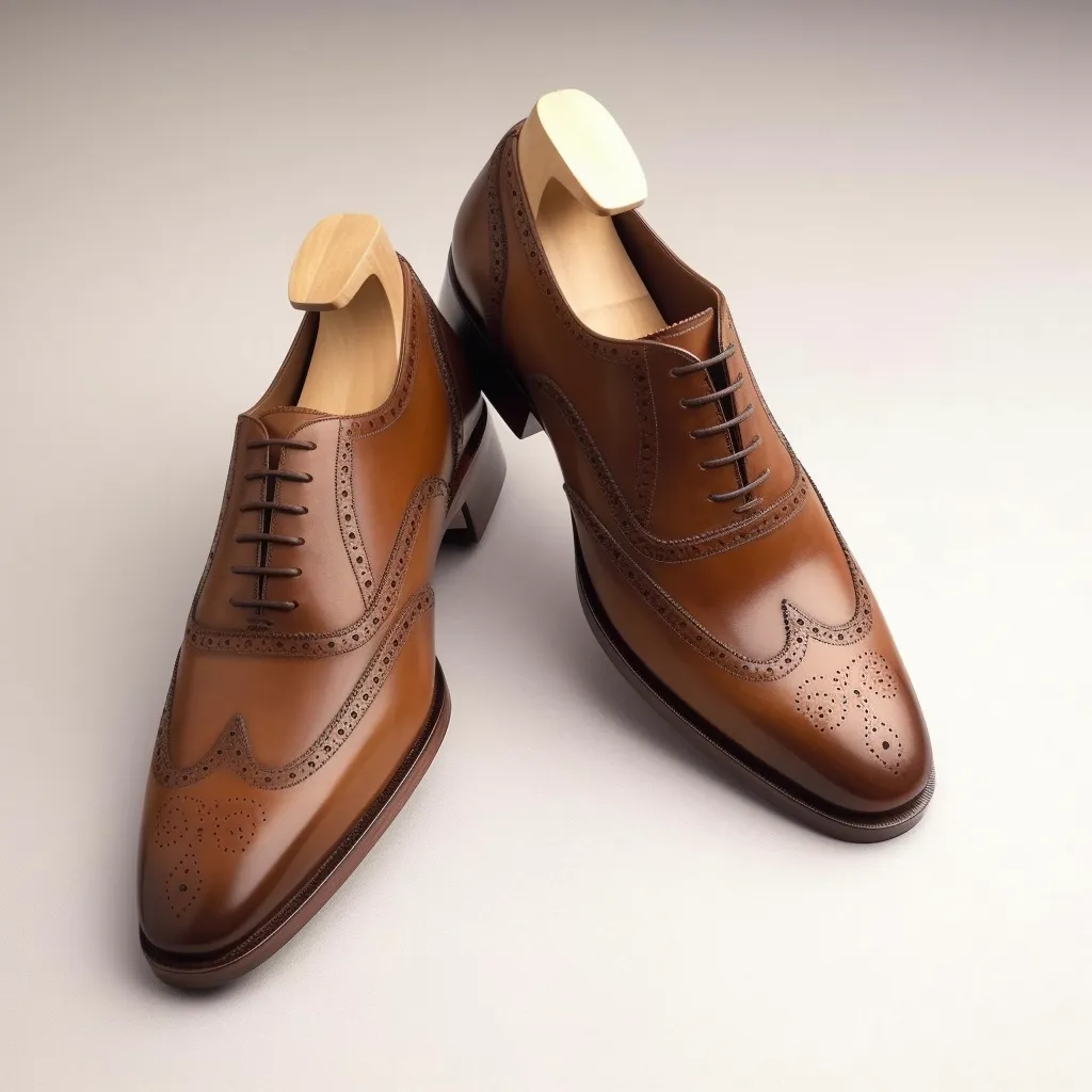 Tan Leather Adrion Brogue Wingtip Oxfords - Formal Shoes sold by Costoso Italiano