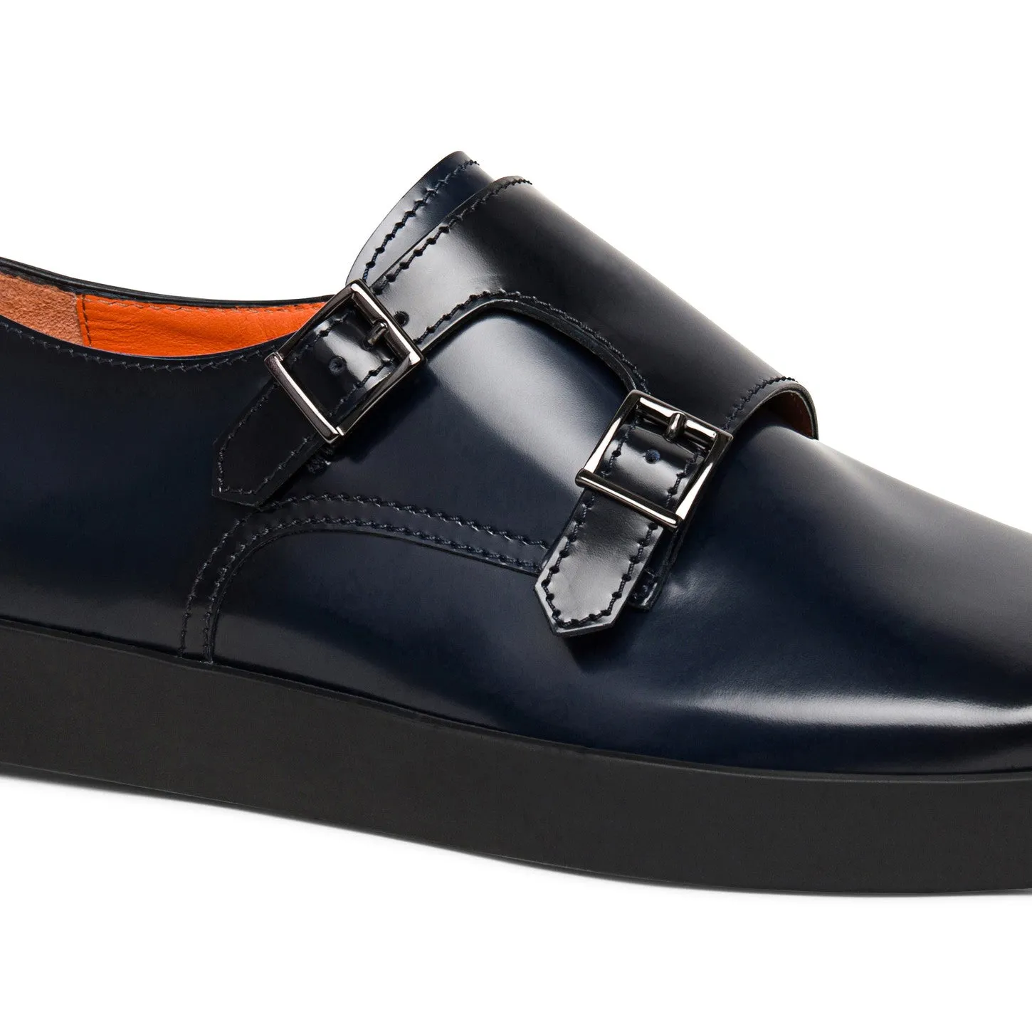Navy Blue Leather Isadora Monk Strap Sneakers - AW24 sold by Costoso Italiano product image thumbnail 3