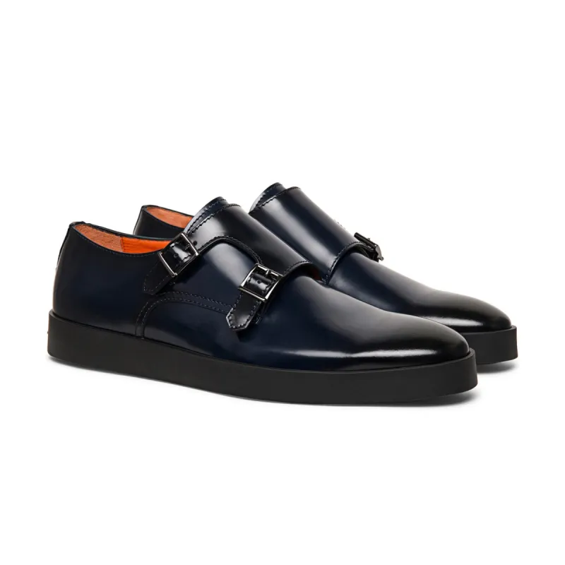 Navy Blue Leather Isadora Monk Strap Sneakers - AW24 sold by Costoso Italiano