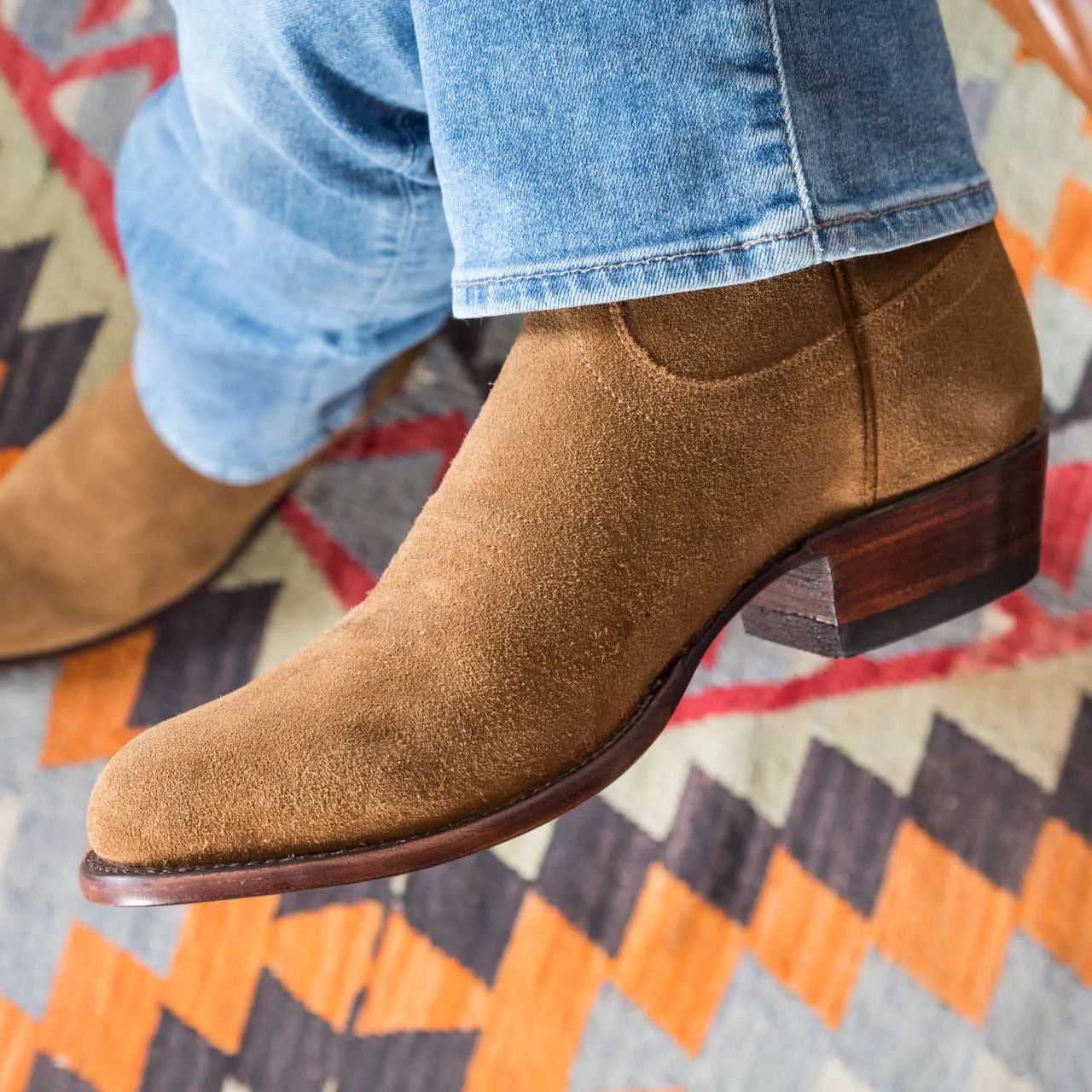 Luxury Edition - Artisian Made Tan Italian Italian Italian Suede Remington Slip On Zipper Western Cowboy Boots - GOODYEAR WELTED FIDDLE BACK VIOLIN SOLE sold by Costoso Italiano product image thumbnail 4