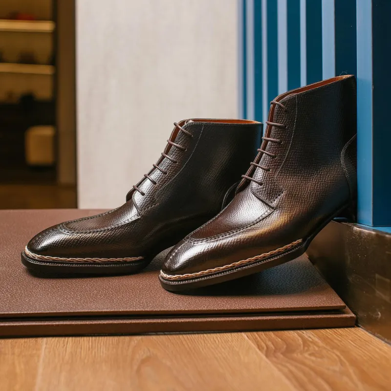 Norwegian Welted Brown Leather Pienza Lace Up Derby Boots - AW24 sold by Costoso Italiano