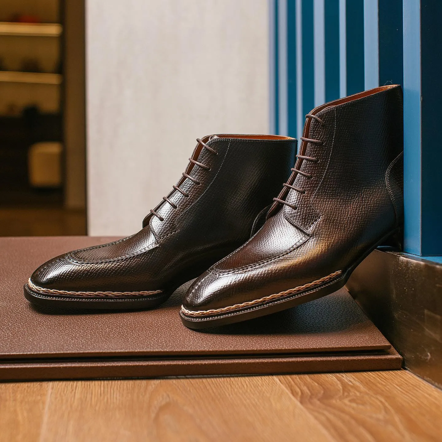 Norwegian Welted Brown Leather Pienza Lace Up Derby Boots - AW24 sold by Costoso Italiano