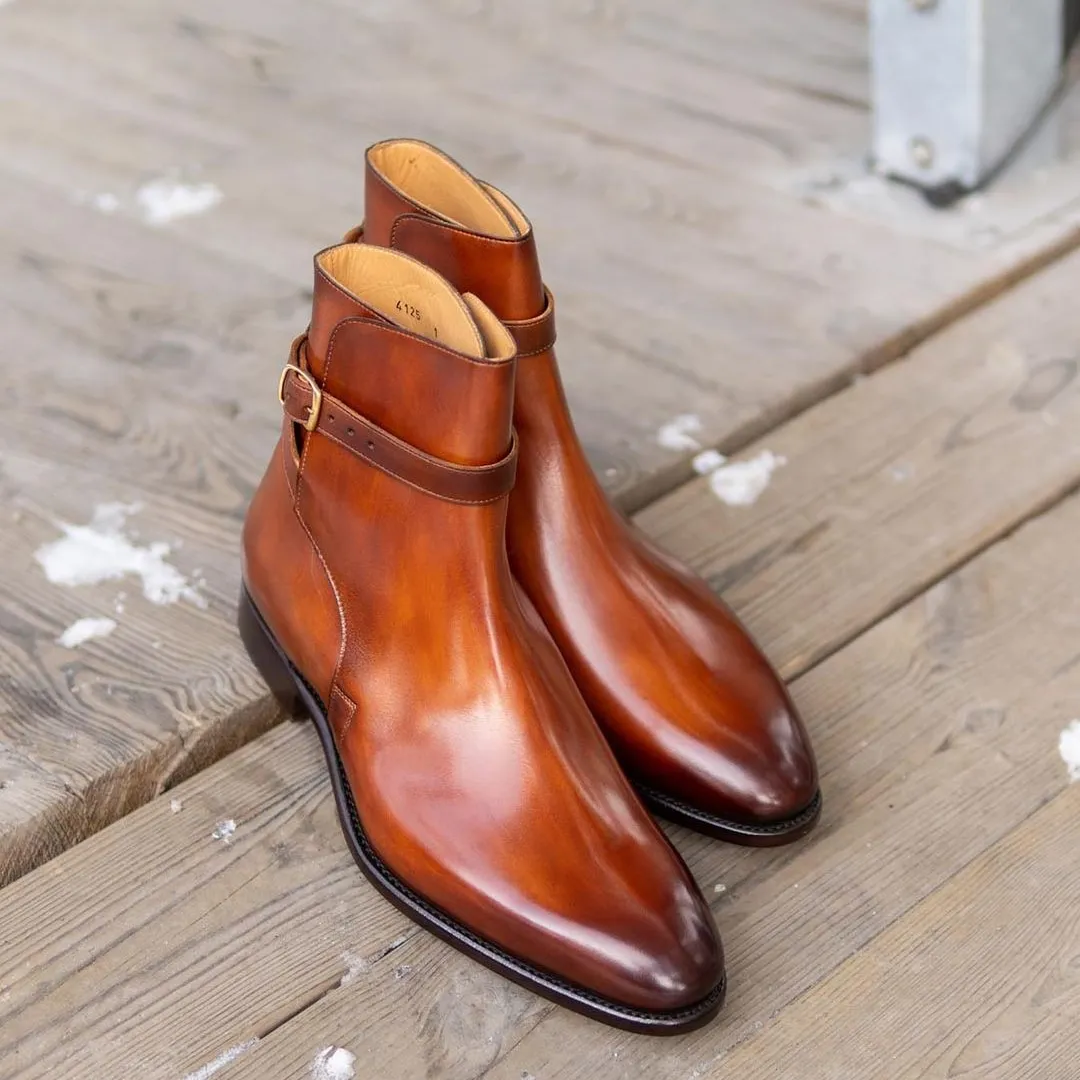 Tan Leather Alava Slip On Jodhpur Boots sold by Costoso Italiano