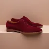 Burgundy Suede Leather Nandes Oxford Shoes sold by Costoso Italiano