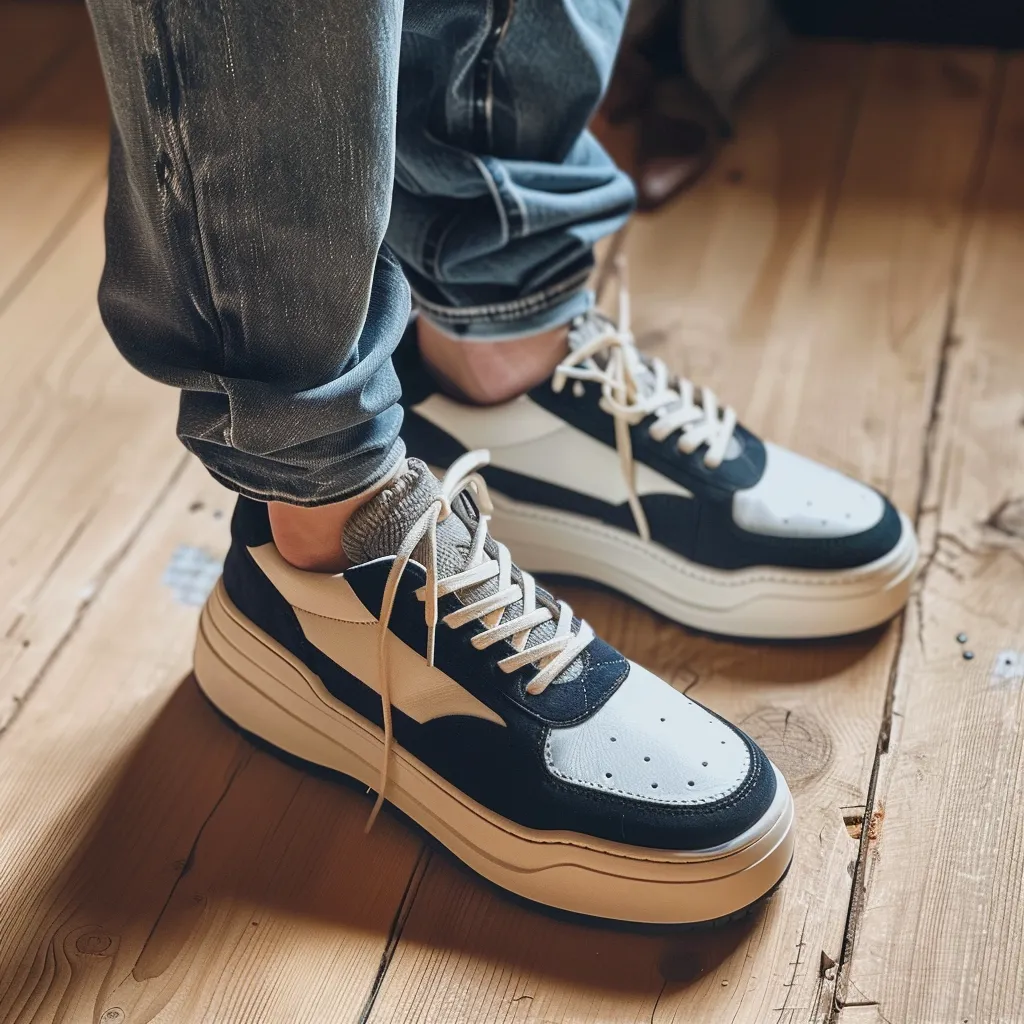 Blue & White Leather Step Savvy Lace-Up Sneakers with White Sole - Summer 2024 Collection sold by Costoso Italiano