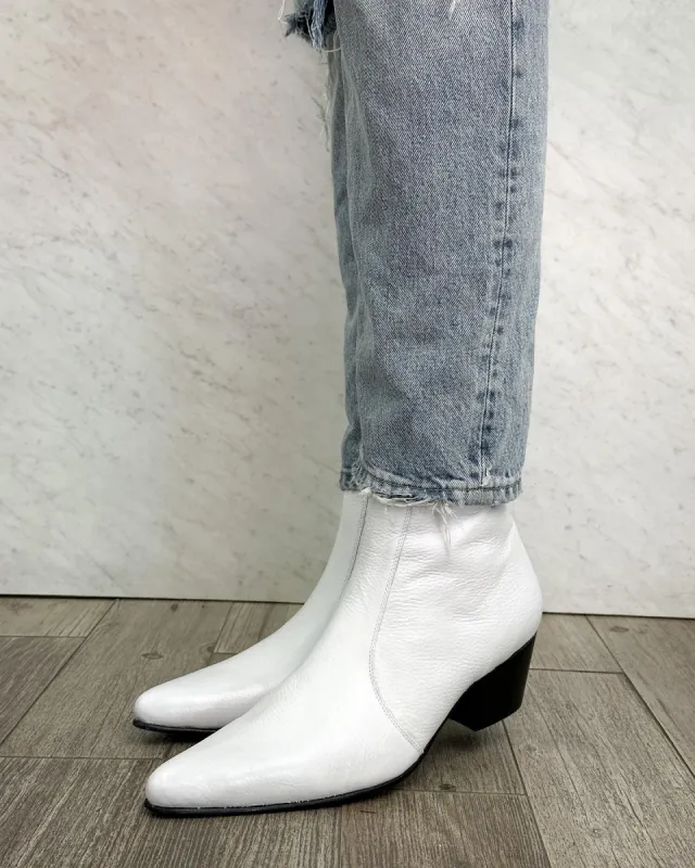 White Leather Whiteout Walkers Zipper Boots - Summer 2024 Collection sold by Costoso Italiano