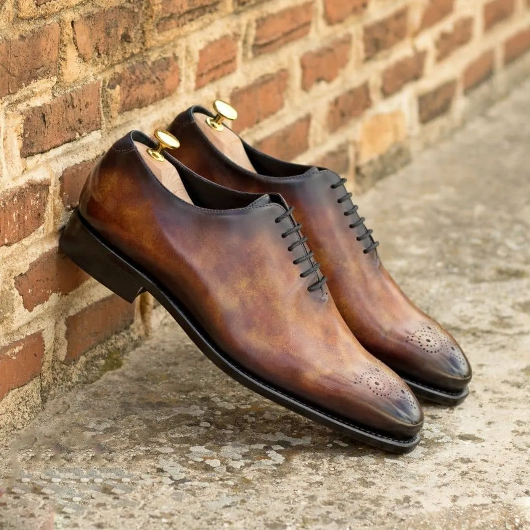 Brown Patina Leather Gosnells Whole Cut Oxford Shoes sold by Costoso Italiano
