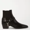 Height Increasing Black Italian Leather Wanton Slip On Chelsea Boots with Chains - GOODYEAR WELTED FIDDLE BACK VIOLIN SOLE sold by Costoso Italiano