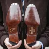 Height Increasing Black Italian Leather Wanton Slip On Chelsea Boots with Chains - GOODYEAR WELTED FIDDLE BACK VIOLIN SOLE sold by Costoso Italiano