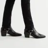 Height Increasing Black Italian Leather Wanton Slip On Chelsea Boots with Chains - GOODYEAR WELTED FIDDLE BACK VIOLIN SOLE sold by Costoso Italiano