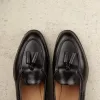 Height Increasing Black Leather Swale Tassel Loafers sold by Costoso Italiano