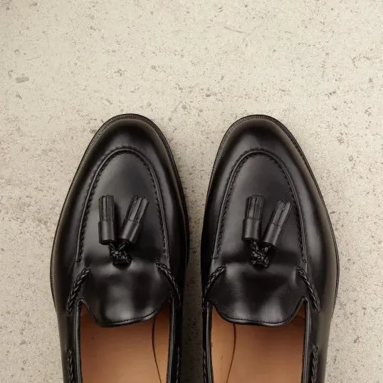 Height Increasing Black Leather Swale Tassel Loafers sold by Costoso Italiano product image thumbnail 4