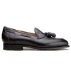 Height Increasing Black Leather Swale Tassel Loafers sold by Costoso Italiano