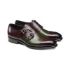 Flat Feet Shoes - Brown and Green Leather Castle Monk Straps with Arch Support sold by Costoso Italiano
