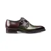 Flat Feet Shoes - Brown and Green Leather Castle Monk Straps with Arch Support sold by Costoso Italiano