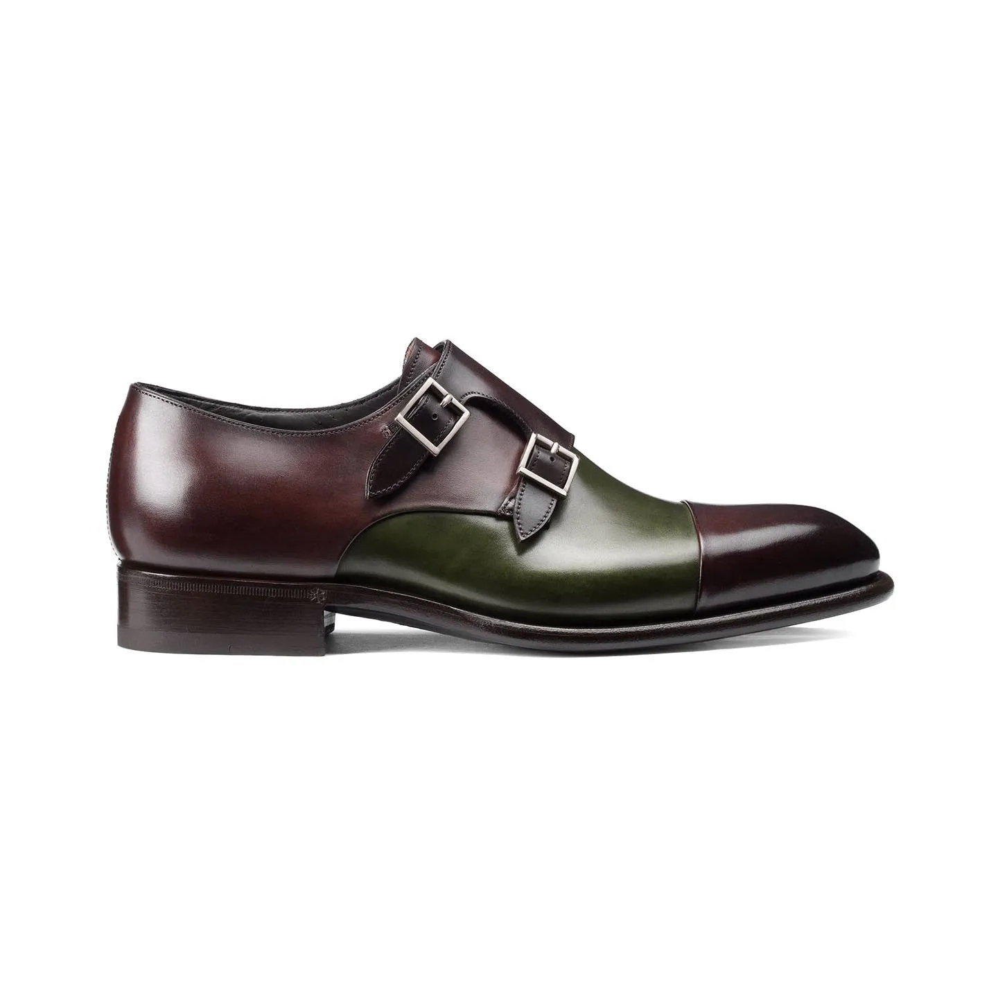 Flat Feet Shoes - Brown and Green Leather Castle Monk Straps with Arch Support sold by Costoso Italiano product image thumbnail 2