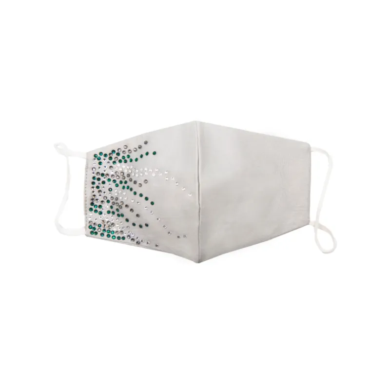 White Silk Mask with Cascade De Glace in Swarovski Crystals sold by Costoso Italiano