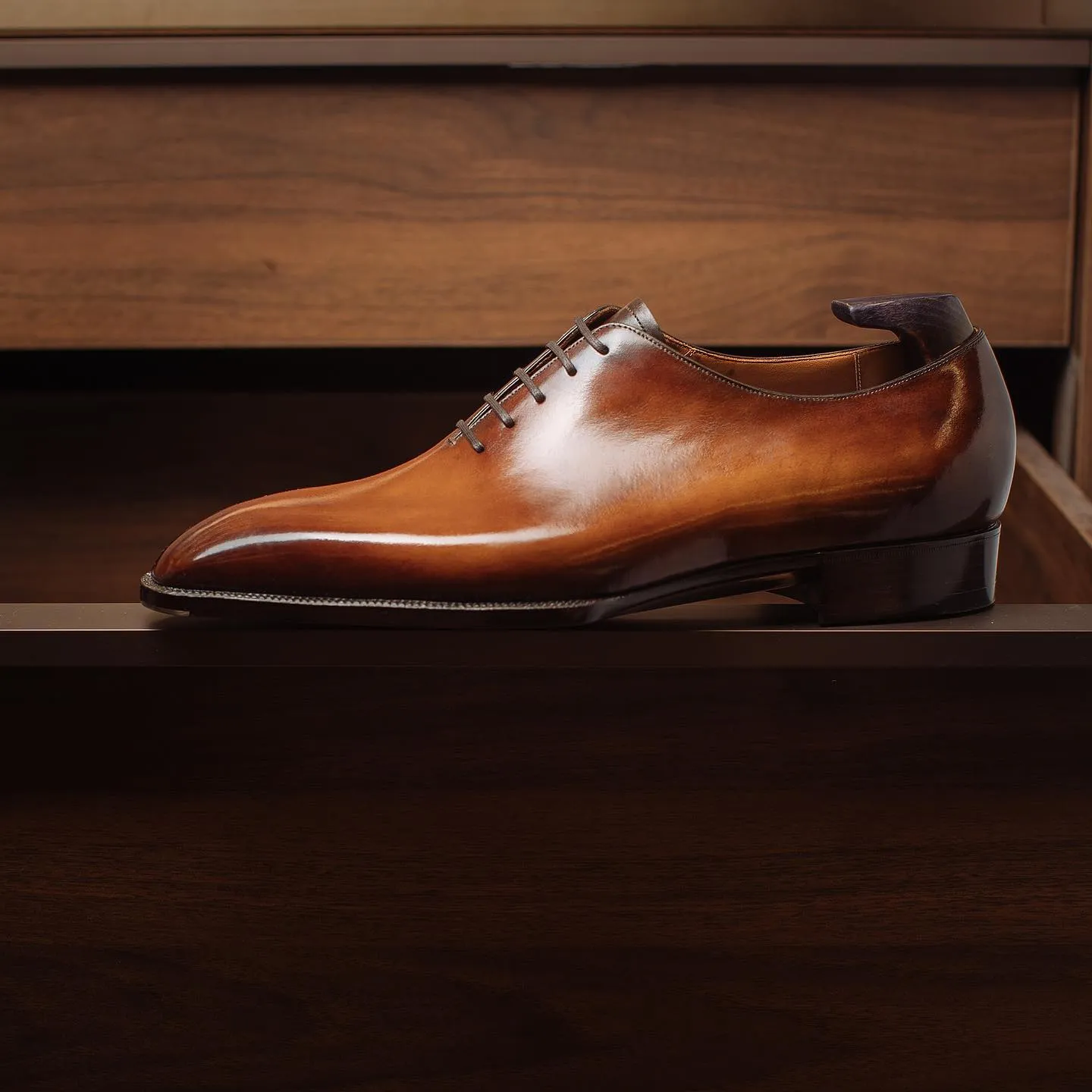 Tan Leather Sorano Whole Cut Lace Up Oxford Shoes - AW24 sold by Costoso Italiano product image thumbnail 2