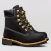 Black Leather Accordo Ankle Rugged Lace Up Combat Hiking Boots with Chunky Track Sole sold by Costoso Italiano