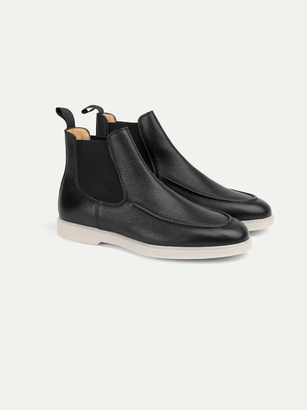 Black Leather Pateros Chelsea Boots with White Sole - Summer 2024 Collection sold by Costoso Italiano