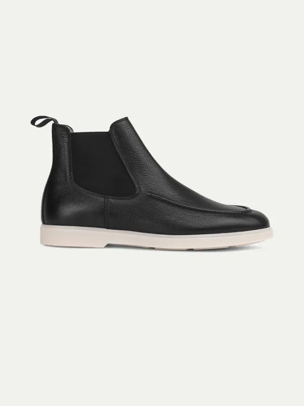 Black Leather Pateros Chelsea Boots with White Sole - Summer 2024 Collection sold by Costoso Italiano product image thumbnail 5