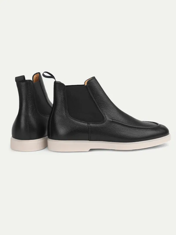Black Leather Pateros Chelsea Boots with White Sole - Summer 2024 Collection sold by Costoso Italiano product image thumbnail 2