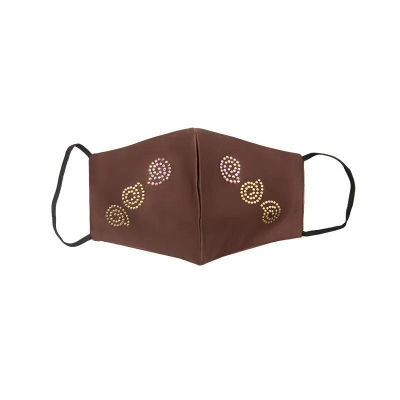 Brown Silk Mask with Sea Shells in Swarovski Crystals sold by Costoso Italiano