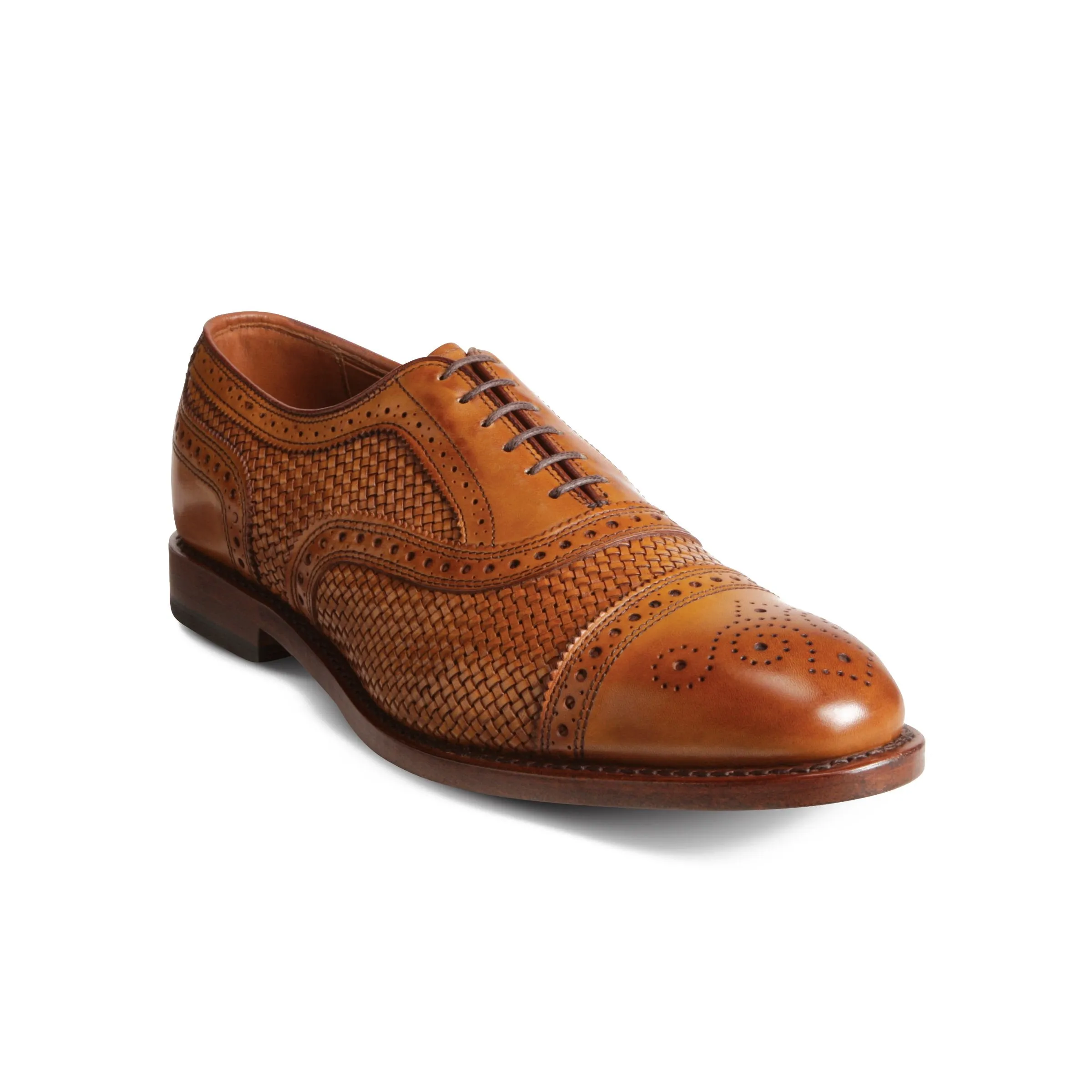 Flat Feet Shoes - Tan Braided Leather Morice Brogue Oxfords with Arch Support sold by Costoso Italiano product image thumbnail 3