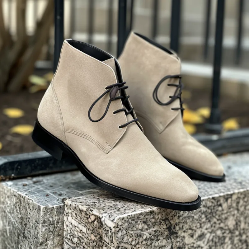 Beige Suede Corrado Lace Up Chukka Boots sold by Costoso Italiano