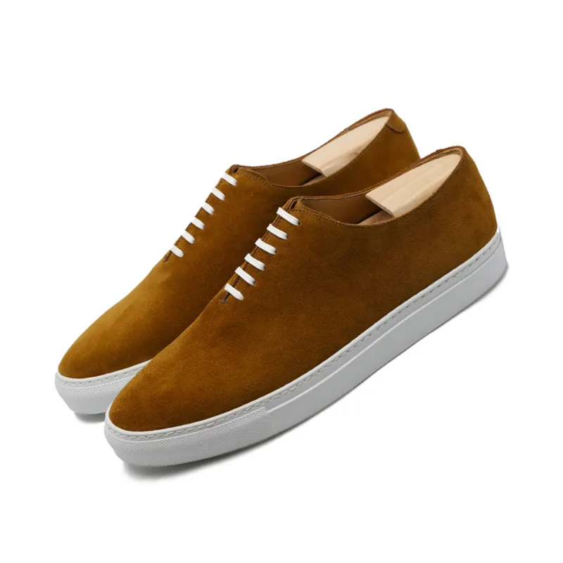 Tan Suede Ferrol Whole Cut Sneakers sold by Costoso Italiano