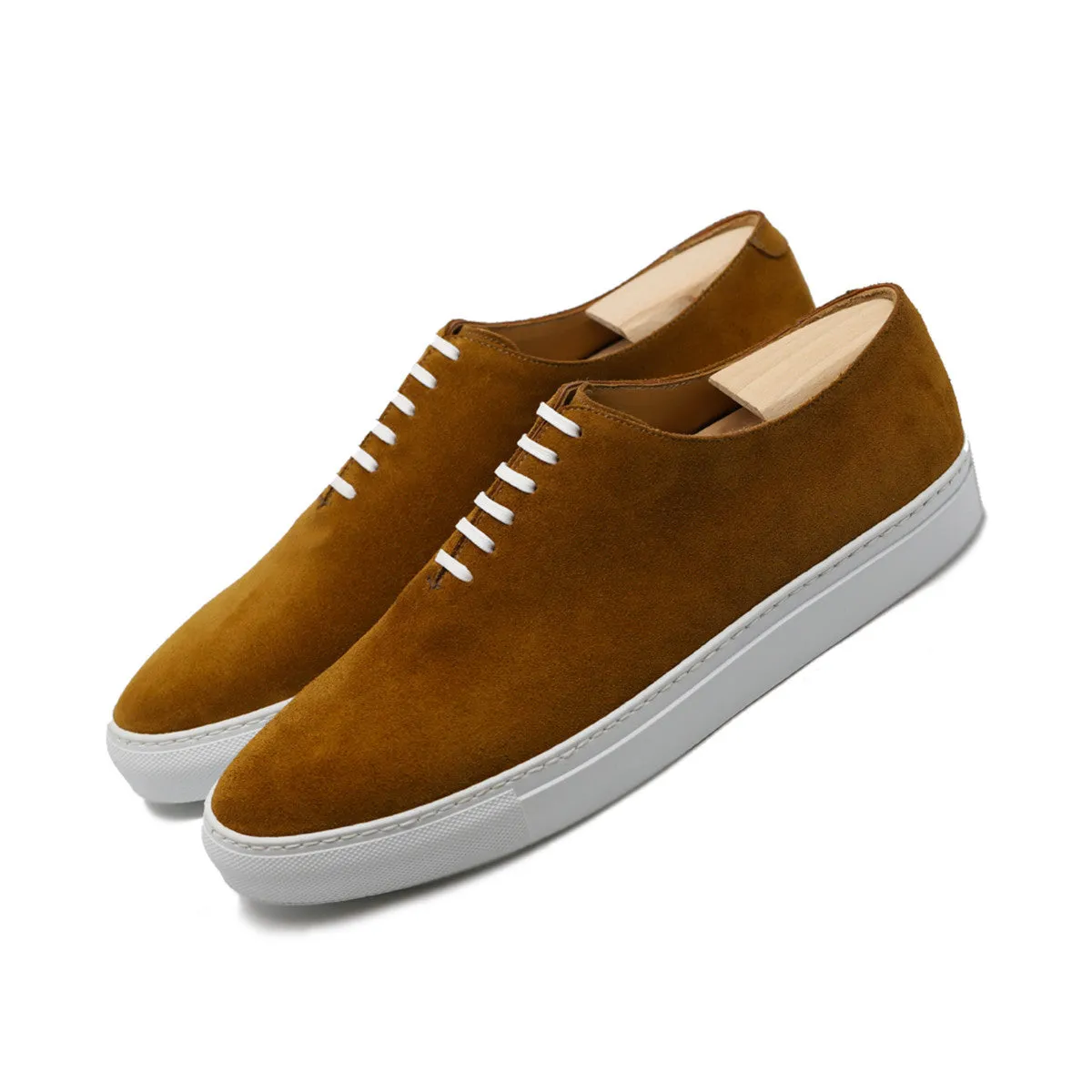Tan Suede Ferrol Whole Cut Sneakers sold by Costoso Italiano