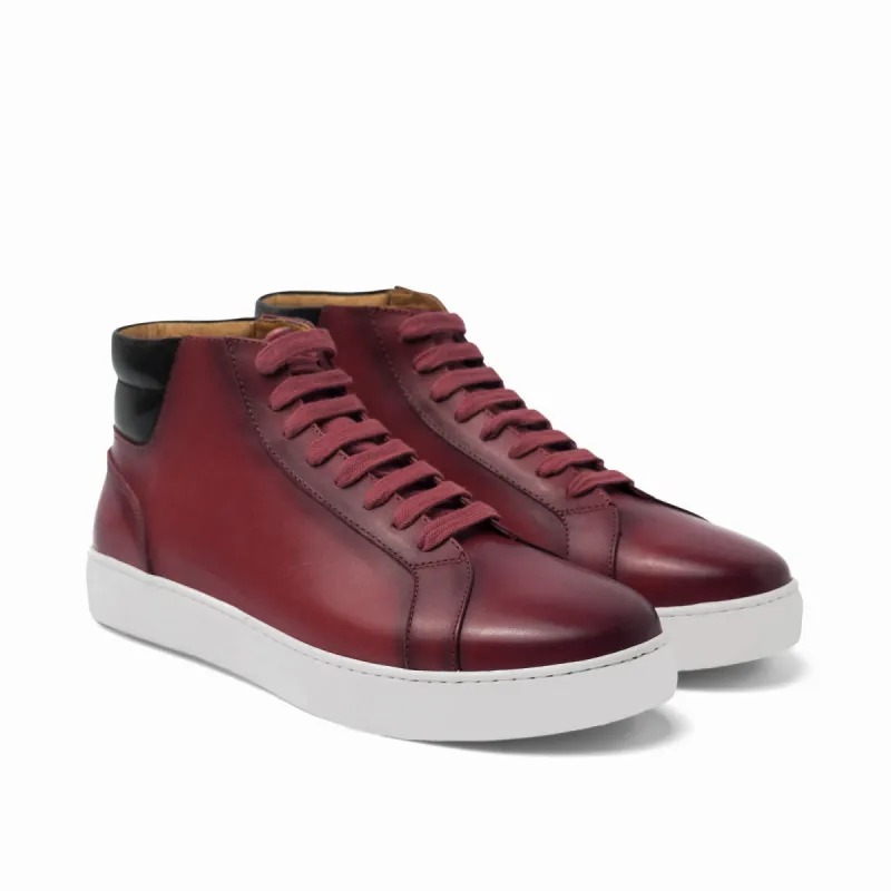 Height Increasing Dark Red Leather Angus Sneaker Boots sold by Costoso Italiano