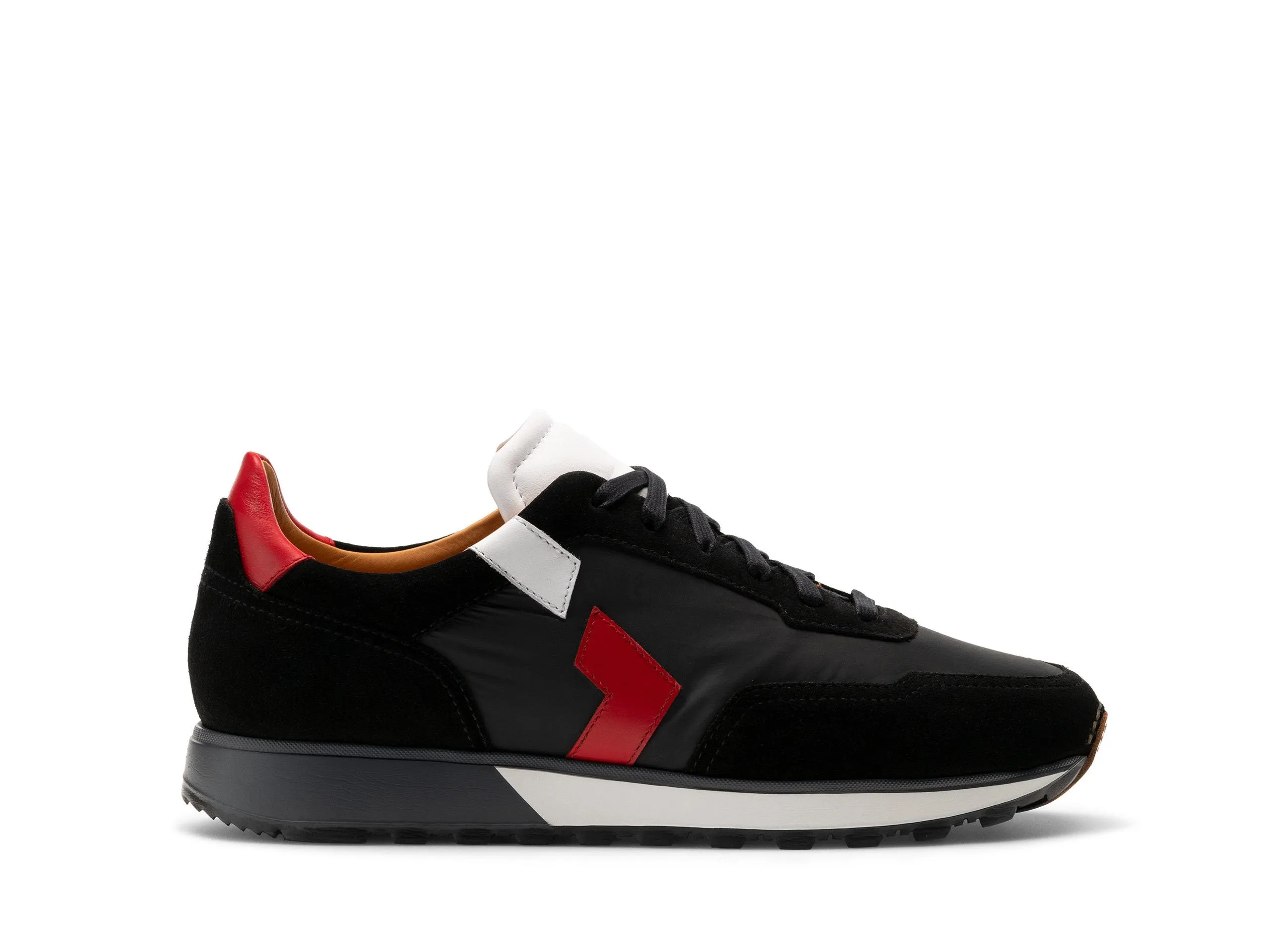 Black Leather and Suede Laivai Lace Up Running Sneaker Shoes sold by Costoso Italiano