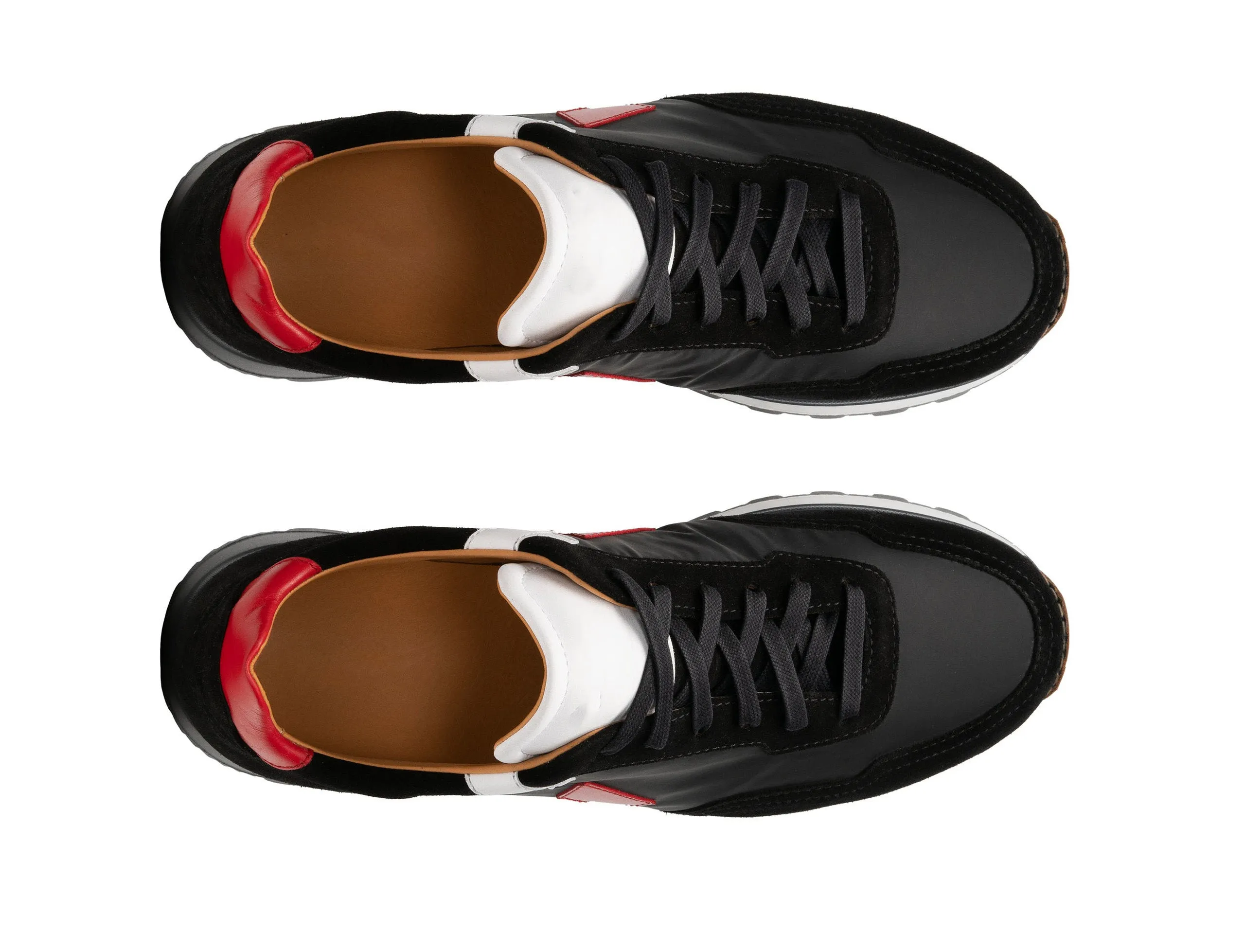 Black Leather and Suede Laivai Lace Up Running Sneaker Shoes sold by Costoso Italiano product image thumbnail 2
