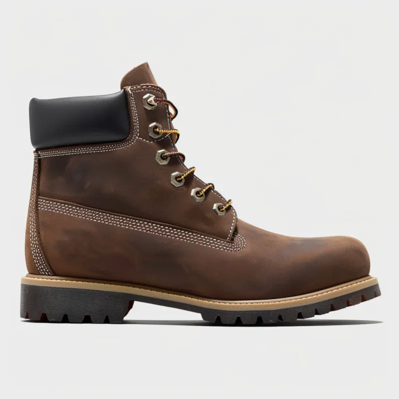 Brown Leather Ambra Ankle Rugged Lace Up Combat Hiking Boots with Chunky Track Sole sold by Costoso Italiano