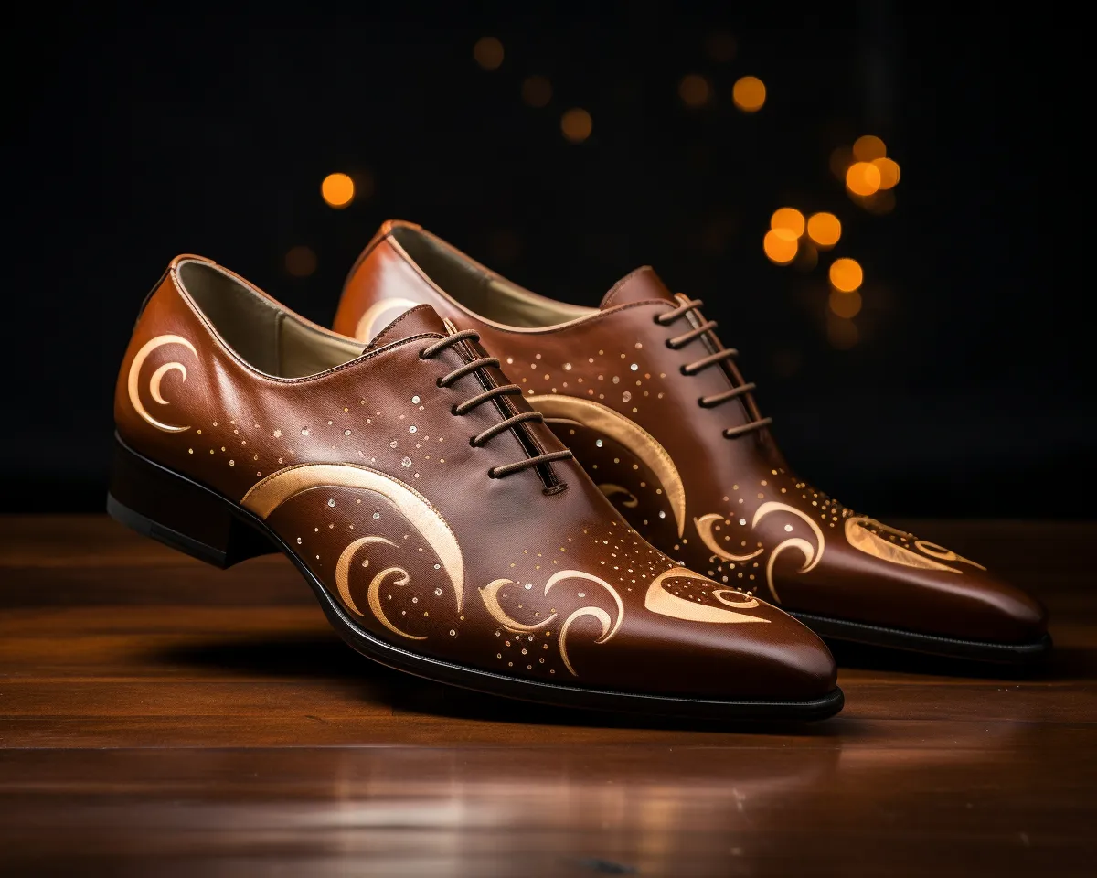 Brown Leather Embroidery Work Peshawari Loafers | Wedding Shoes for Groom | Shoes for Haldi Mehendi Sangeet - Wedding Essentials sold by Costoso Italiano